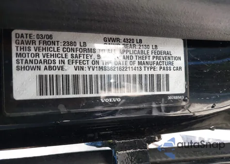 2006 Volvo S40 2.4I from USA, damaged, VIN YV1MS382162211413